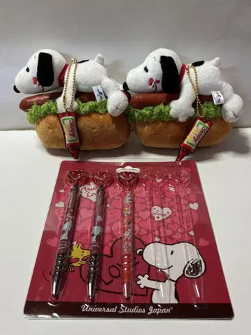 스누피 USJ 마스코트 핫도그 봉제 인형 샤프 세트