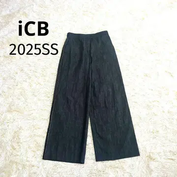 컨디션 최상 현행 iCB 코튼 리액티브 데님 와이드 스트레이트 팬츠 블랙