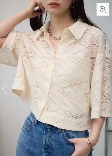 AZULbyMOUSSY 하프 슬리브 크롭 레이스 셔츠