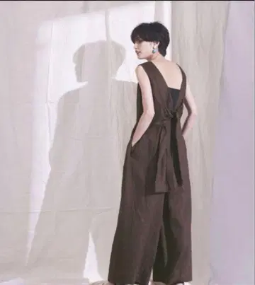 나노 유니버스 린넨 다크 브라운 백리본 올인원