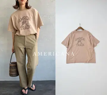 AMERICANA 아메리카나 칼리지 로고 프린트 심리스 티셔츠