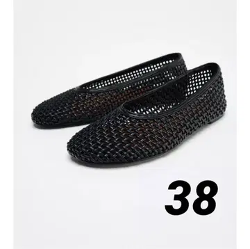 하자품입니다. ZARA 뜨개질 발레 슈즈 38 플랫슈즈