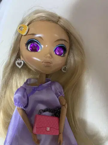 풀립 커스텀 인형 나하트 블론드 머리 보라색 눈