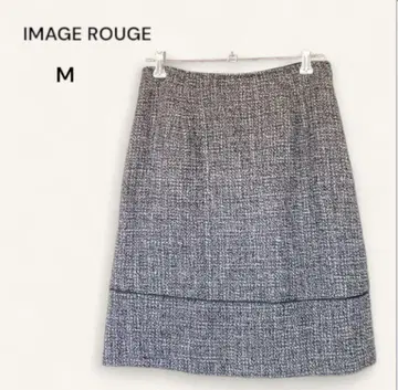 IMAGE ROUGE 트위드 스커트 무릎 기장 블랙 M 클리닝 완료