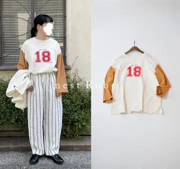 2023 nest Robe 코튼 넘버 프린트 드롭 숄더 tee