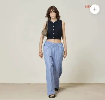 ECO FABRIC 스트라이프 개더 팬츠
