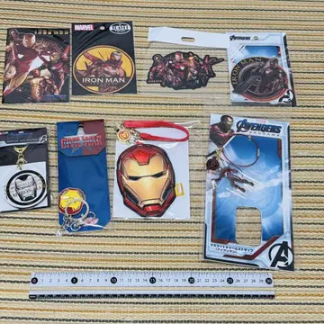 MARVEL 아이언맨 스티커 키링 등 굿즈 세트 -