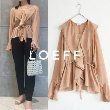 새상품급 LOEFF 오지야 양류 가디건 블라우스 FREE 핑크 베이지