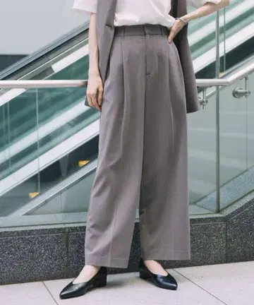 GLOBAL WORK 우츠쿠실루엣 DRY 와이드 팬츠 미들 그레이 M