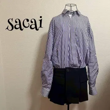 sacai/사카이/원피스/보라색/블랙/스트라이프/셔츠 & 스커트/긴팔