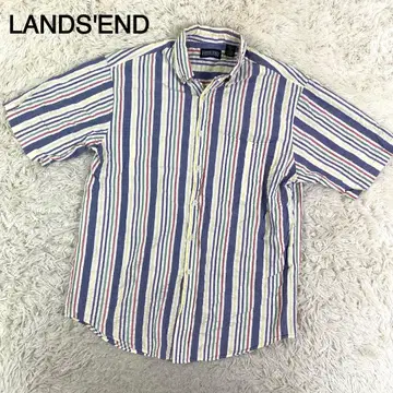 LANDS'END 멀티 컬러 스트라이프 패턴 반팔 셔츠