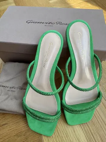Gianvito Rossi 그린 샌들 큐빅