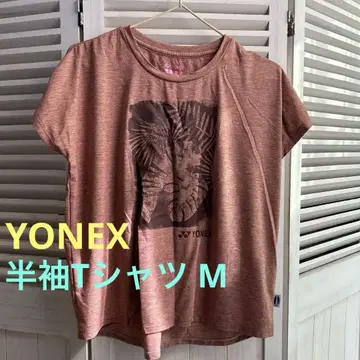 YONEX 여성용 반팔 티셔츠 브라운 컬러 보태니컬 무늬 프린트