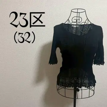 23구 (32) 상의/블랙/플레어 슬리브/5분 소매/성숙 캐주얼/레이스