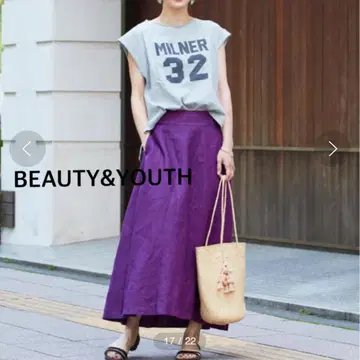 BEAUTY&YOUTH 퍼플 플레어 스커트