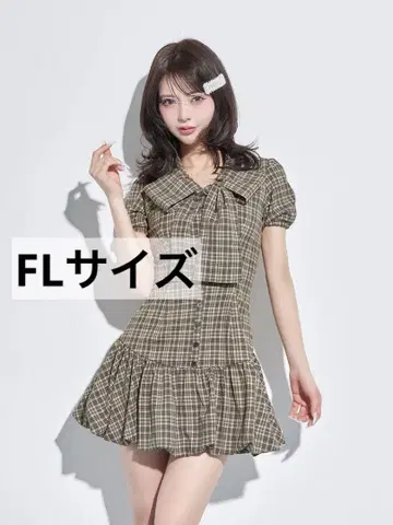 다리치 빅 리본 벌룬 체크 미니 원피스 FL