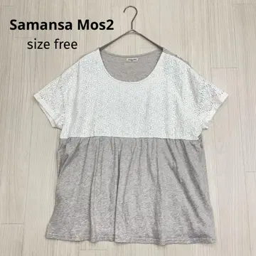 Samansa Mos2 레이스 절개 반팔 티셔츠 블라우스 M