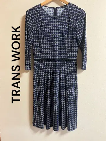 TRANS WORK 트랜스워크 올 패턴 긴팔 원피스 38
