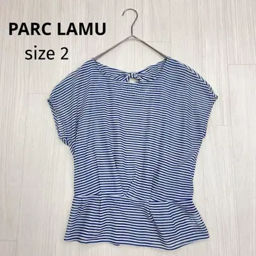 PARC LAMU 스트라이프 페플럼 프렌치 슬리브 블라우스 2