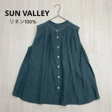 SUN VALLEY 선 밸리 린넨 100% 슬리브리스 블라우스