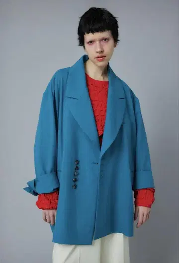 해린 도트 사이 자켓 블루