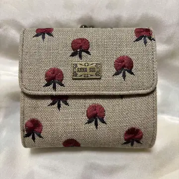 ANNA SUI 3단 폴더형 린넨 가죽 지갑