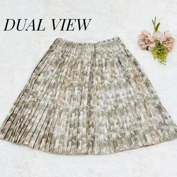 DUAL VIEW 플리츠 스커트 레오파드 무릎 기장 사이즈 40