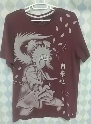 NARUTO 나루토 T셔츠 반팔 빅 프린트 지라이야 빨간색