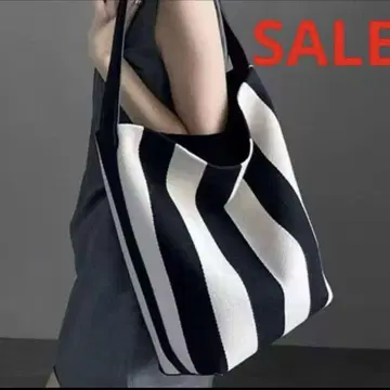 SALE 여성용 스트라이프 토트백 세련된 토트 대용량 블랙 화이트 새상품