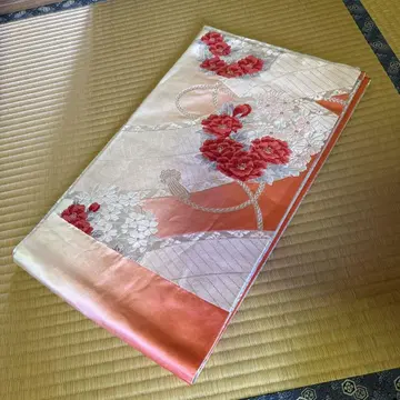 기모노 오비 핑크 꽃무늬