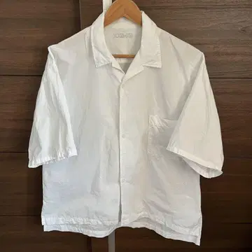 MUJI labo 워싱 사커 직조 반팔 셔츠 XXS-XS 오픈 칼라 셔츠