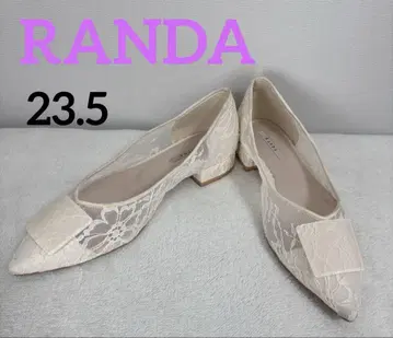 RANDA 아이보리 화이트 레이스 스틸레토 플랫슈즈