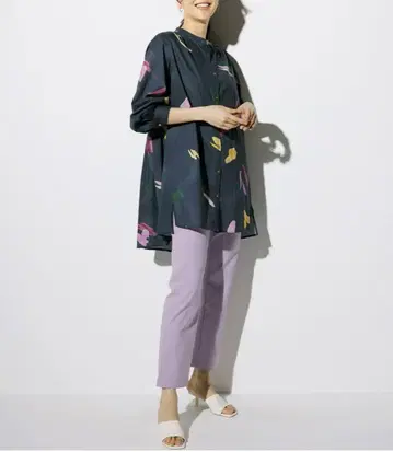 DoCLASSE 밴드 칼라 하이 로우 헴 셔츠 9 유럽 x 두클라쎄