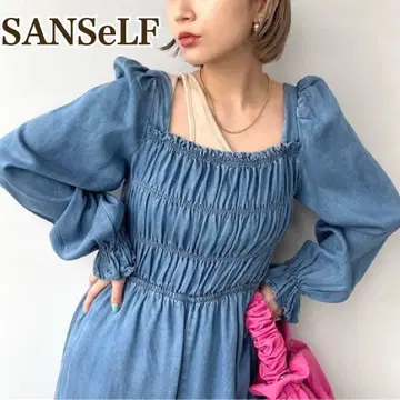 새상품급 SANSeLF* 스퀘어넥 데님 올인원 롬퍼스