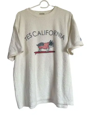 TES California 파일 소재 티셔츠 L 사이즈 화이트 테스