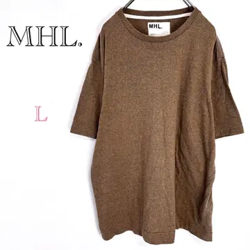 MHL [ L ] 반팔 티셔츠 면 100% 무지 심플 쿨넥
