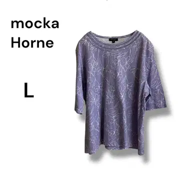 mocka Horne 꽃무늬 반팔 티셔츠 L 사이즈 모카기네 올 패턴