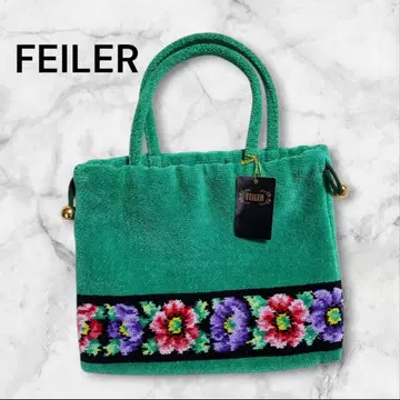 새상품 FEILER 꽃무늬 그린 복조리 백 아네모네