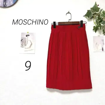 9219-1 모스키노 MOSCHINO 플리츠 스커트 9호 무지 빨간색