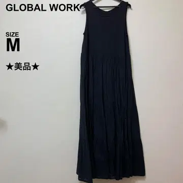 [새상품급] GLOBAL WORK 원피스 슬리브리스 롱 이소재 검정