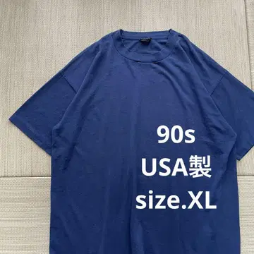90s USA 프룻 오브 더 룸 BEST 네이비 무지 티셔츠 XL