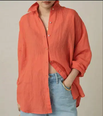 라운지드레스 Loungedress 린넨 백 타이 셔츠 오렌지