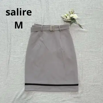 salire 무릎 기장 타이트 스커트 바이컬러 허리 벨트 오피스 비즈니스
