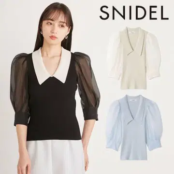 SNIDEL 시어 슬리브 니트 풀오버