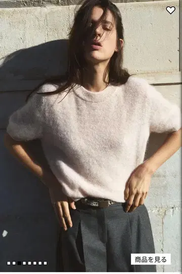 모헤어 블렌드 상의 h&m 핑크