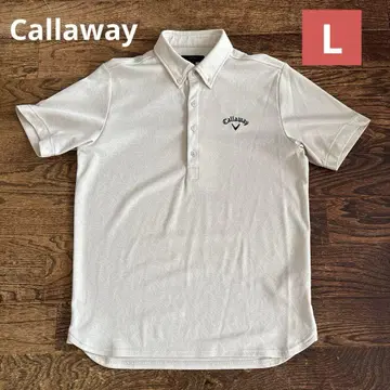Callaway 캘러웨이 리프 무늬 자카드 L 베이지 반팔 셔츠