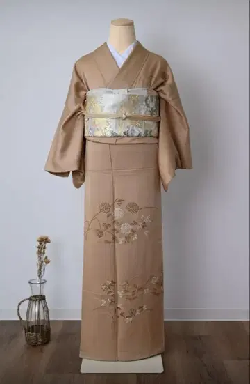 희귀한 사가라 자수 기모노 후쿠로 오비 오비 장식 천 허리띠 4점 세트