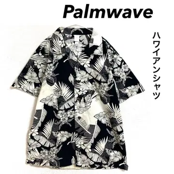 Palmwave 하와이안 셔츠 블랙 오픈 카라