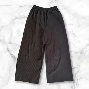 비어즐리 와이드 팬츠 플리츠 그레이 넉넉한 허리밴딩 심플 L