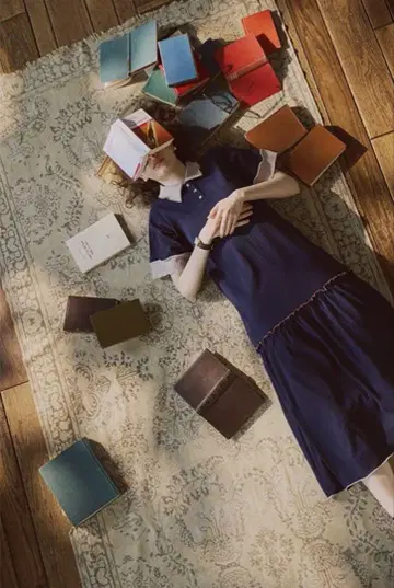 somari imagination 와이드 리브 배색 폴로 원피스 네이비